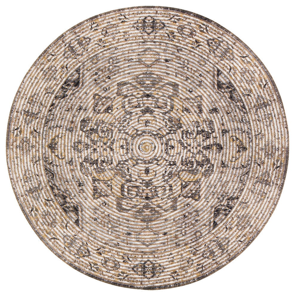 Round Zagros Distressed Area Rug, 4' Round