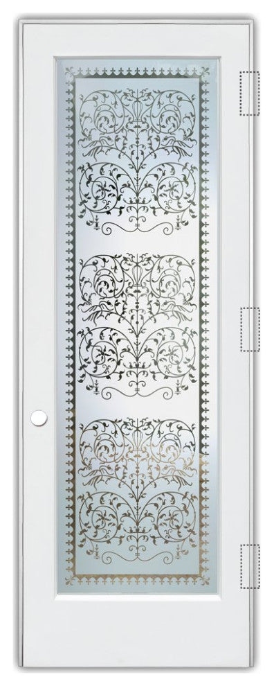 Pantry Door - Victorian Lace - Primed - 28" x 80" - Knob on Left - Push Open