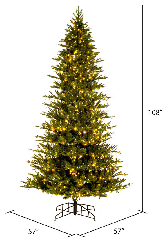 Vickerman Kamas Fraiser Fir Artificial Color Changing Christmas Tree, Warm White or Multi-Colored, 9'x57"