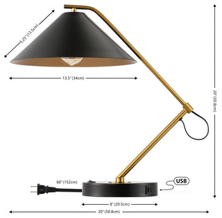 Safavieh Moseby 21" Table Lamp With Usb, Black/Brass