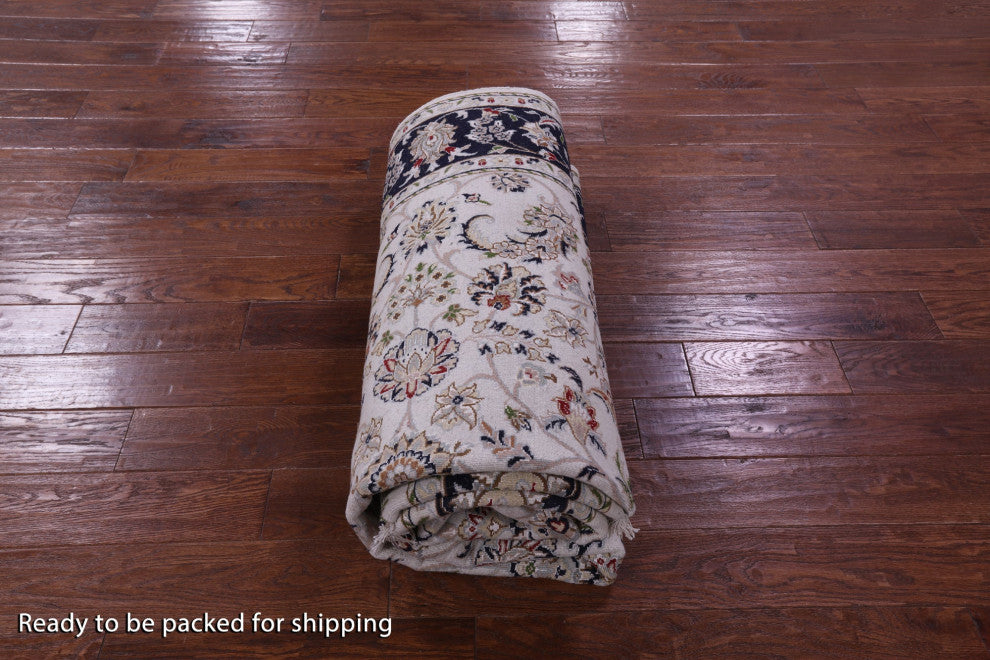 6' 1" X 9' 1" Persian Nain Handmade Wool & Silk Rug - Q14730