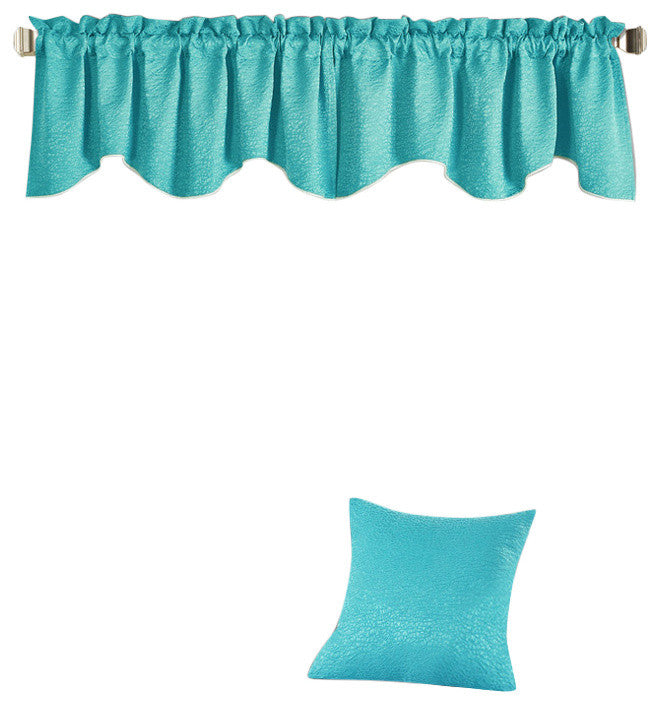 Angola Jacquard Pillow Shell and Valance Set, Crystal Blue, Pillow