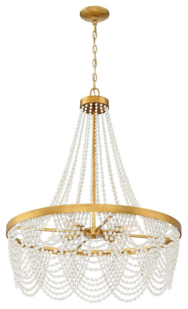 Crystorama Lighting Group FIO-A9104-WH Fiona 4 Light 27"W Beaded - Antique Gold