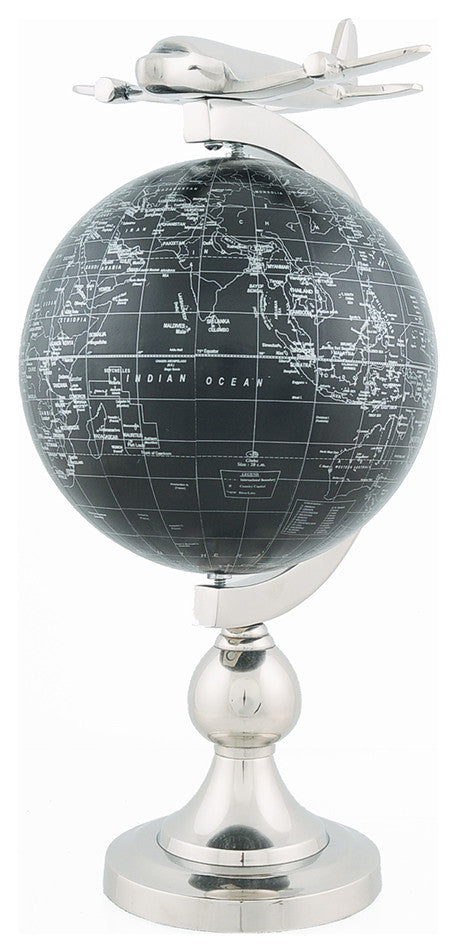 Airplane On Globe With Brass Stand