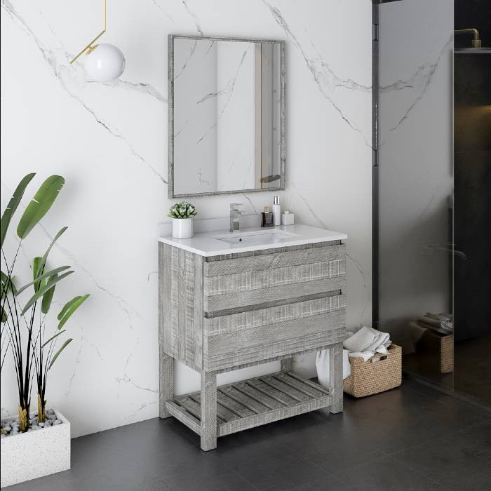 Fresca Formosa Modern 30" Ash Open Bottom Single Sink Vanity, Faucet Fft9151ch