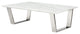 Catrine Coffee Table In White Marble And Polished Silver Stainless Steel Base