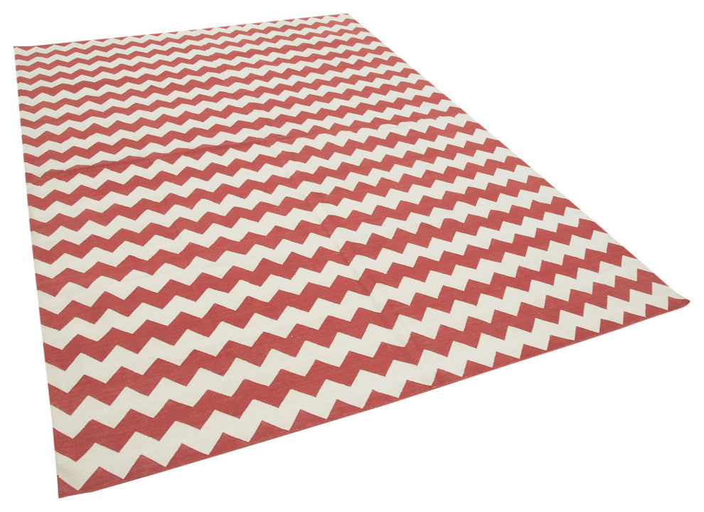 Rug N Carpet - Handmade Wool 6' 0'' x 8' 10'' Geometric Dhurrie Kilim Rug