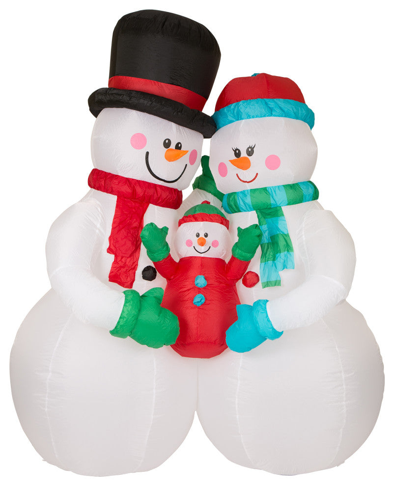 8' Lighted Inflatable Snowman Family Decor