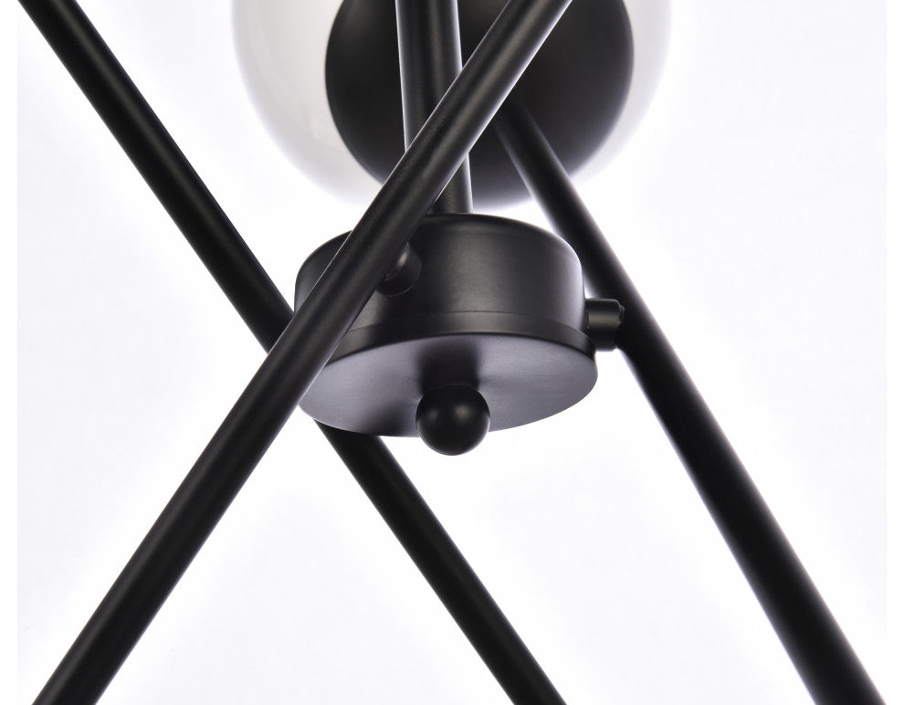 Avery 24" Pendant, Black With White Shade
