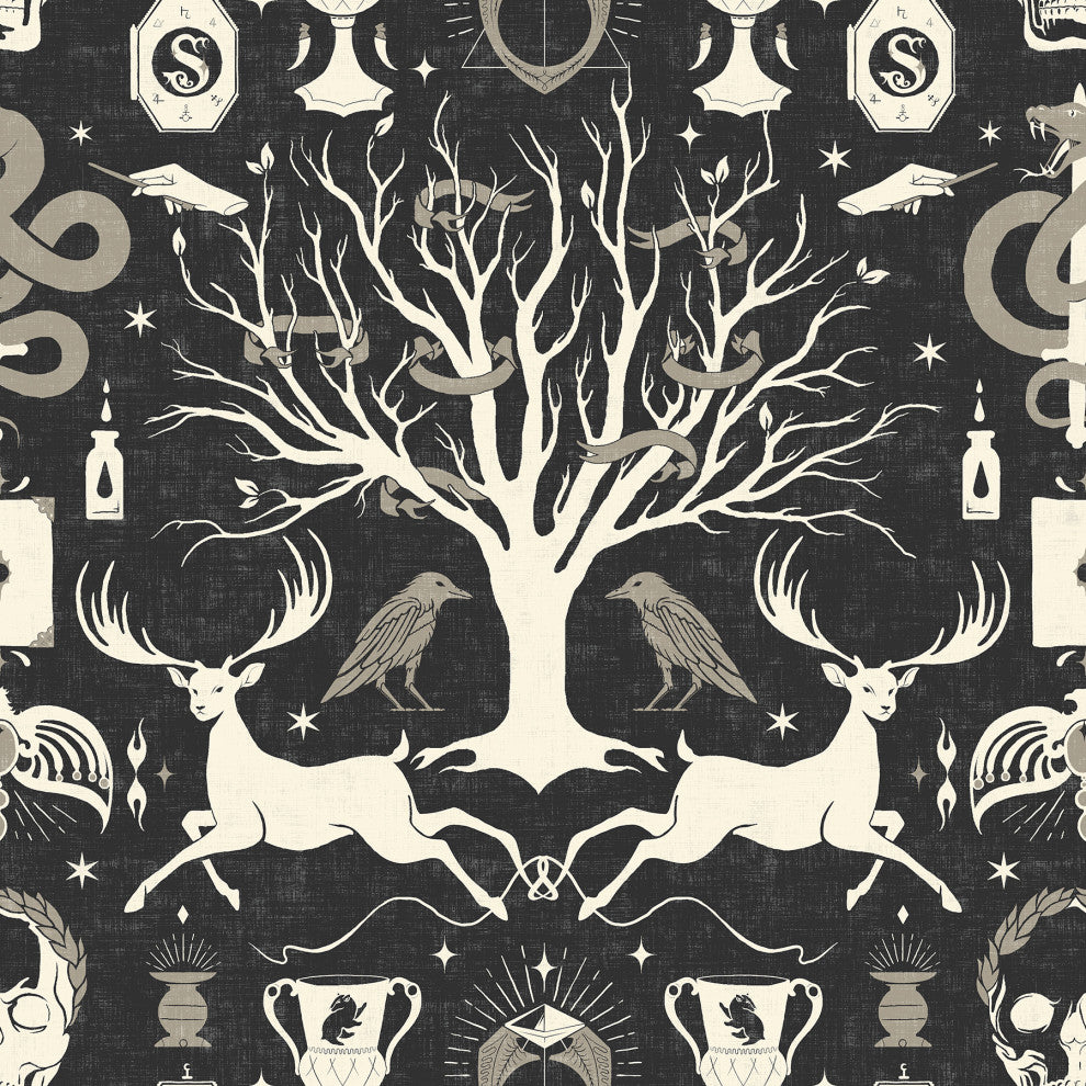 Harry Potter Horcrux Black Damask Peel and Stick Wallpaper