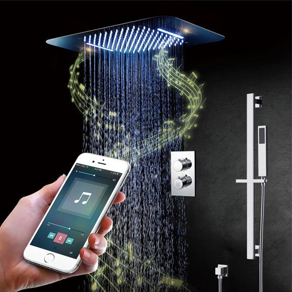 Monza 20*14" Remote Controlled LED Digital Rainfall Shower System, Chrome
