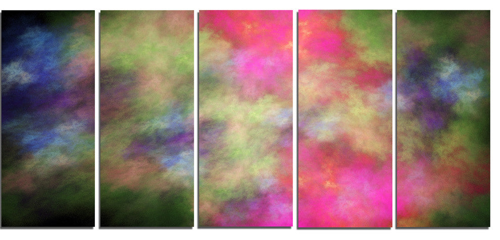 Pink Starry Fractal Sky, Abstract Canvas Art Print, 60"x28", 5 Panels