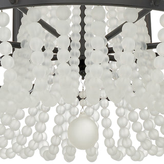 Bella 8-Light Matte Black Chandelier, Frosted Glass Beads