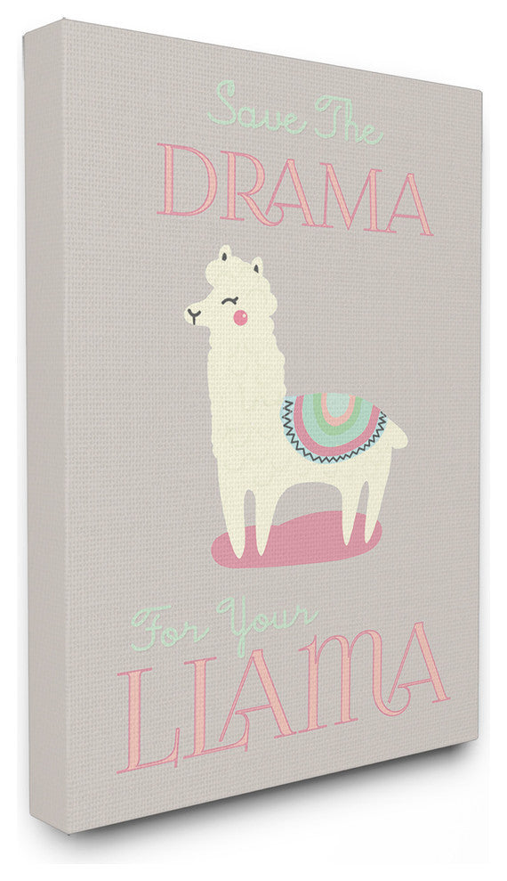 Boho Drama Llama, 24x30, Stretched Canvas Wall Art