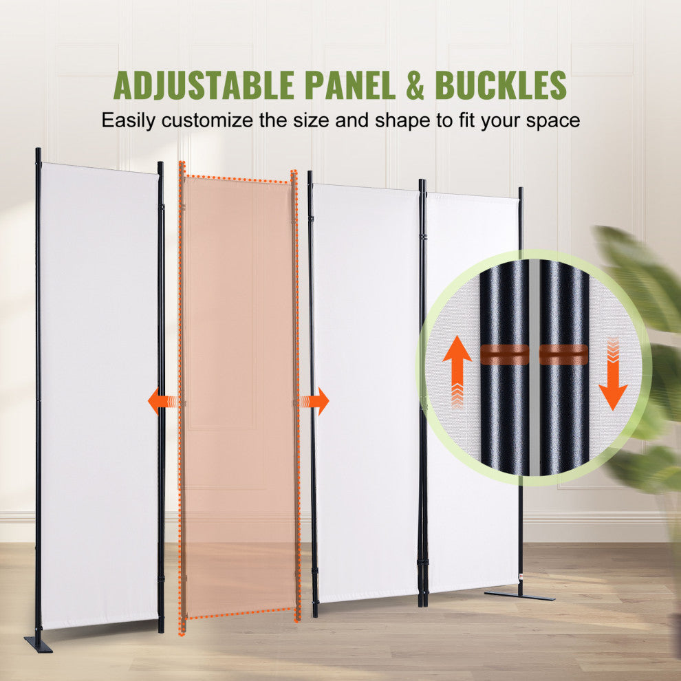 VEVOR Room Divider 4-Panel Folding Privacy Screen 88.2"x11.8"x67.3" White
