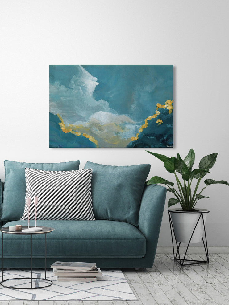 "Blue Mountain Horizon" Painting Print on Wrapped Canvas, 24"x16"