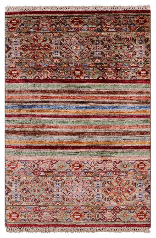 Hand-Knotted Super Kazak Khorjin Wool Rug 2' 7" X 3' 11" Q7588