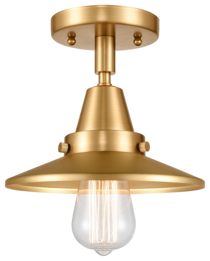 Innovations 447-1C-SG-M4-LED Railroad 1 Light 8" Flush Mount, Satin Gold