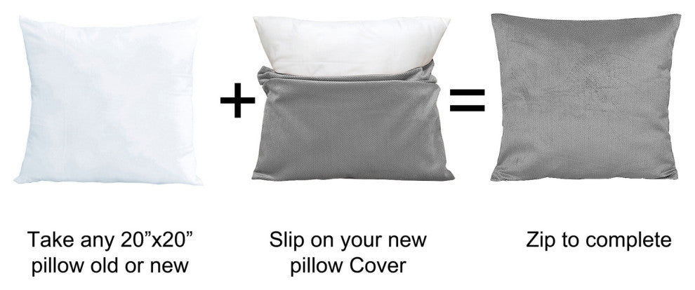 Milliken Plush Pillow Shell 2 Piece Set, Silver, 20" X 20"