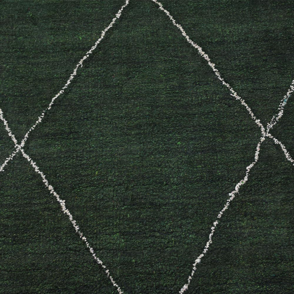 HAND KNOTTED LOOM SILK AREA RUGS-8'x10',Rectangle,Dark Green,Contemporary