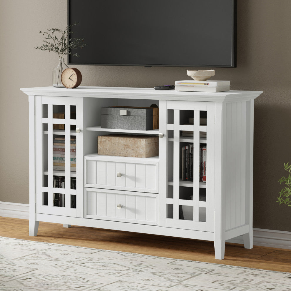 Bedford Solid Wood Tall TV Media Stand For TVs up to 60", White