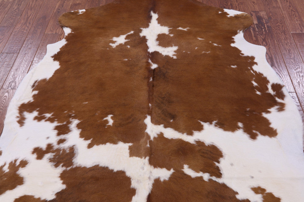 Brown and White Natural Cowhide Rug 7' 6" X 6' 2" C1764