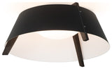 Casia 22" Flush Mount, Walnut, Matte Black With Matte White Interior, 2700k Led
