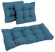 Squared Solid Spun Polyester Tufted Settee Cushions, Set of 3, Sea Blue