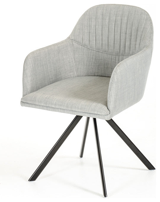 31" Grey Fabric And Metal Dining Chair