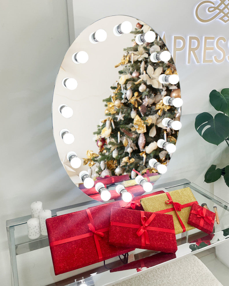 Heiress Pro Vanity Mirror, Silver, Led Globe Bulbs