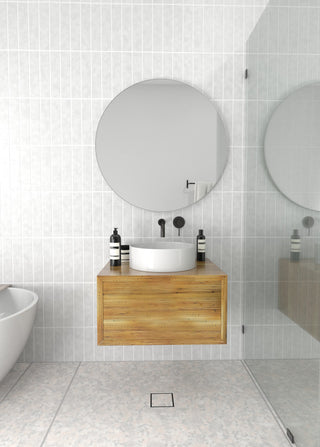 Round Black 32" Stainless Steel Framed Mirror, White