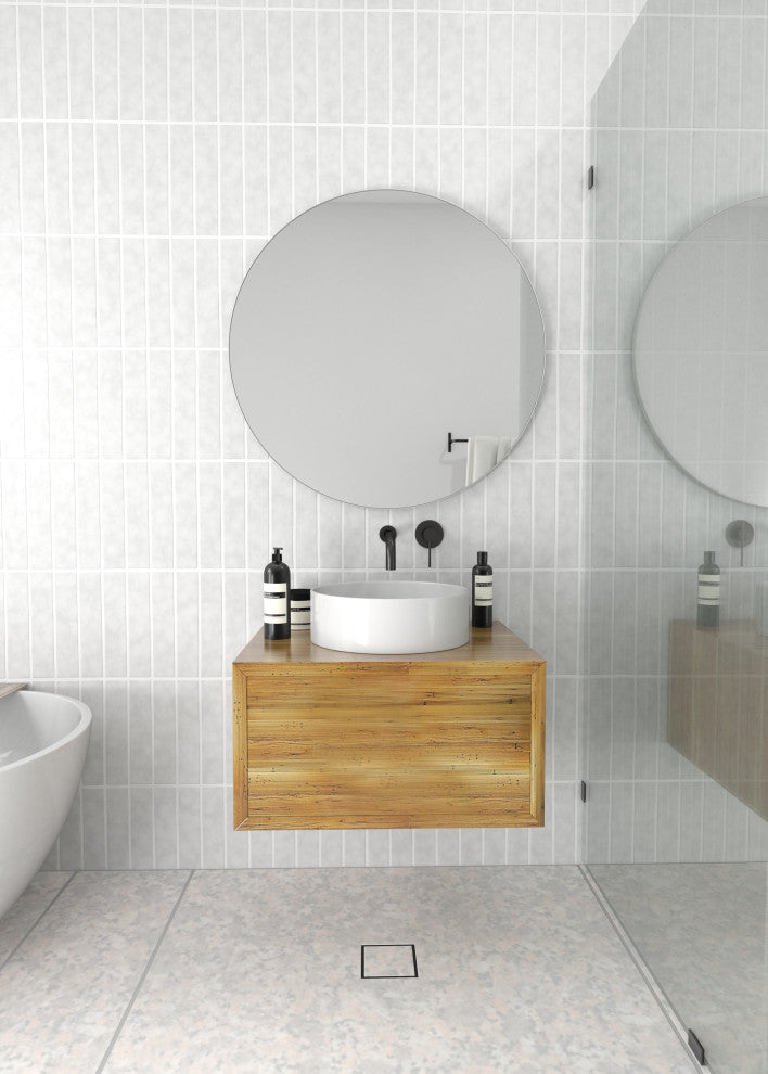 Round Black 32" Stainless Steel Framed Mirror, White