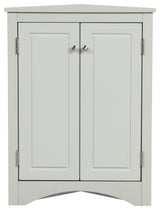 32" Wood 2-door Bathroom Corner Cabinet with Adjustable Shelves, Grey