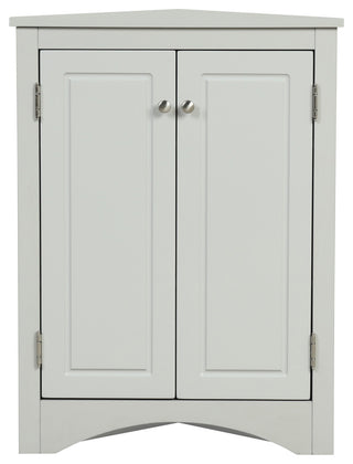 32" Wood 2-door Bathroom Corner Cabinet with Adjustable Shelves, Grey