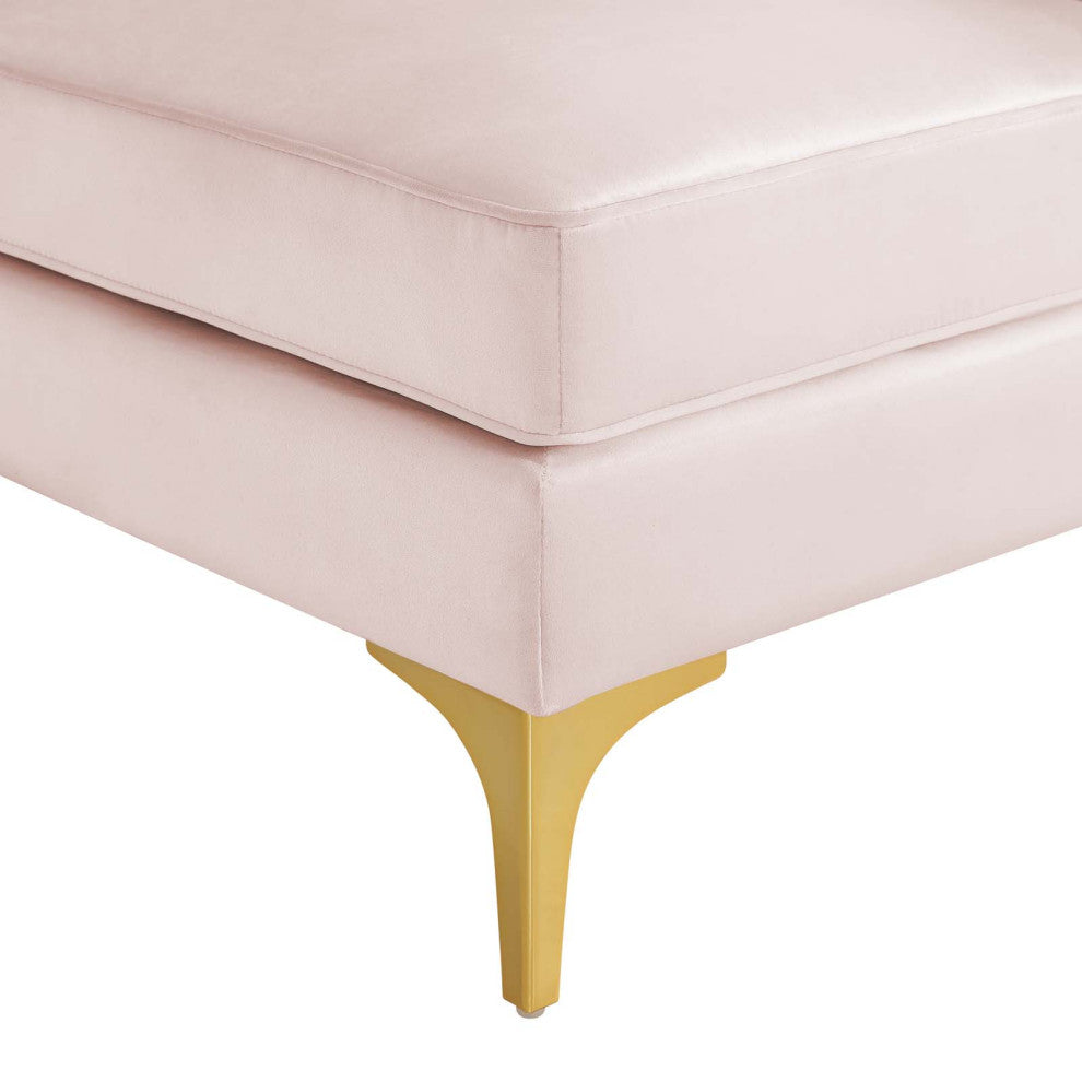 Tufted Sofa Corner Chair, Velvet, Pink, Modern, Living Lounge Hotel Hospitality