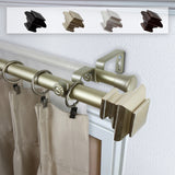 Helen 1" Double Curtain Rod, Light Gold, 66-120"