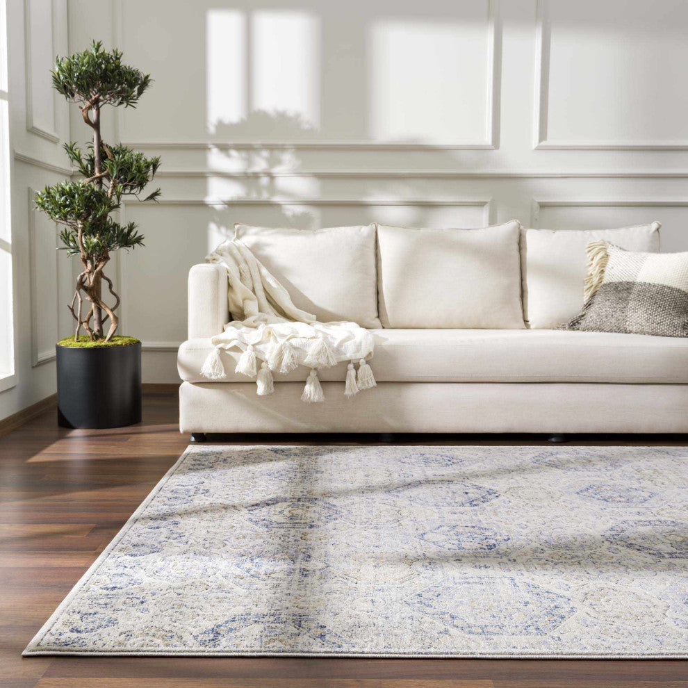 Hauteloom Parkerfield Blue Area Rug, Cream/Blue, 4'3"x5'7"