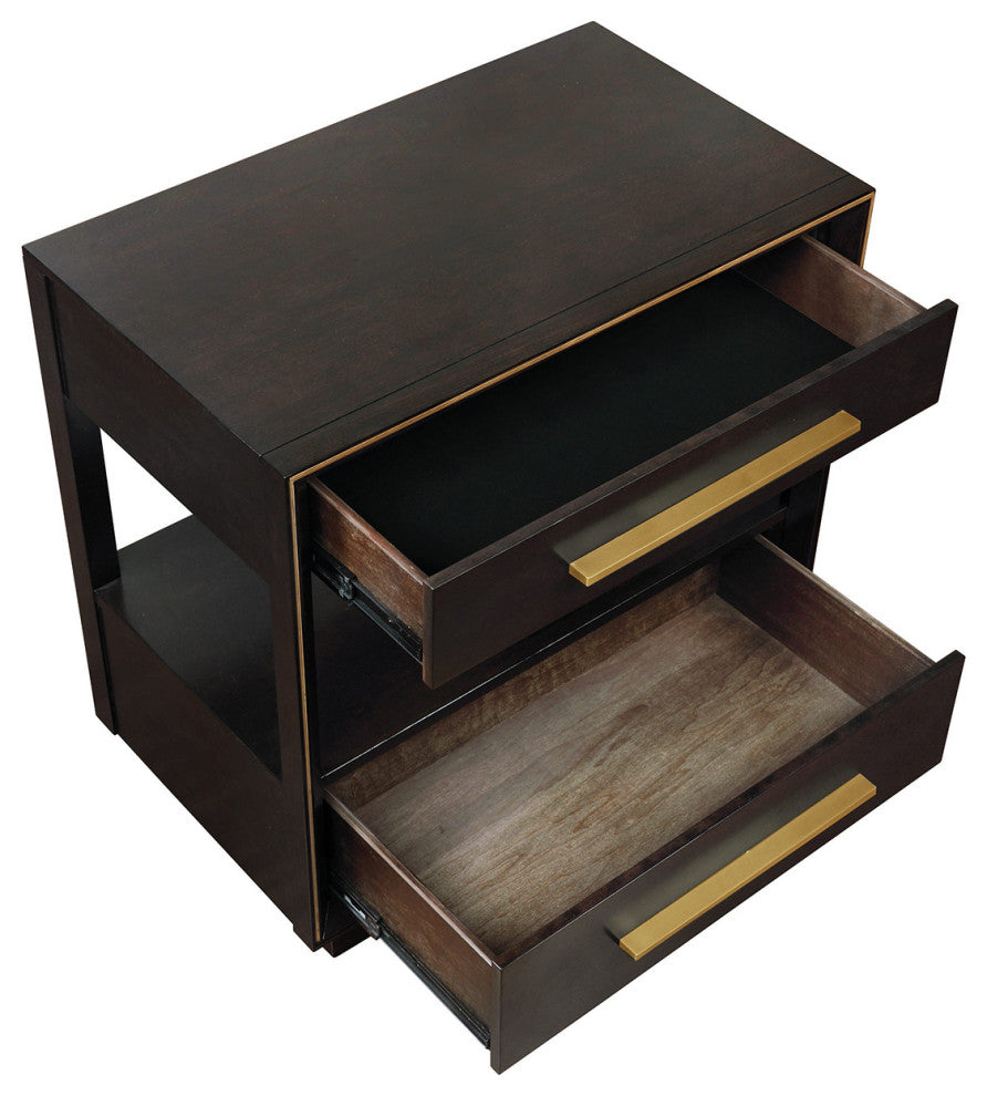 2-Drawer Nightstand, Smoked Peppercorn