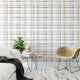 Tartan Gray Gold Black Wallpaper, 24"x72"