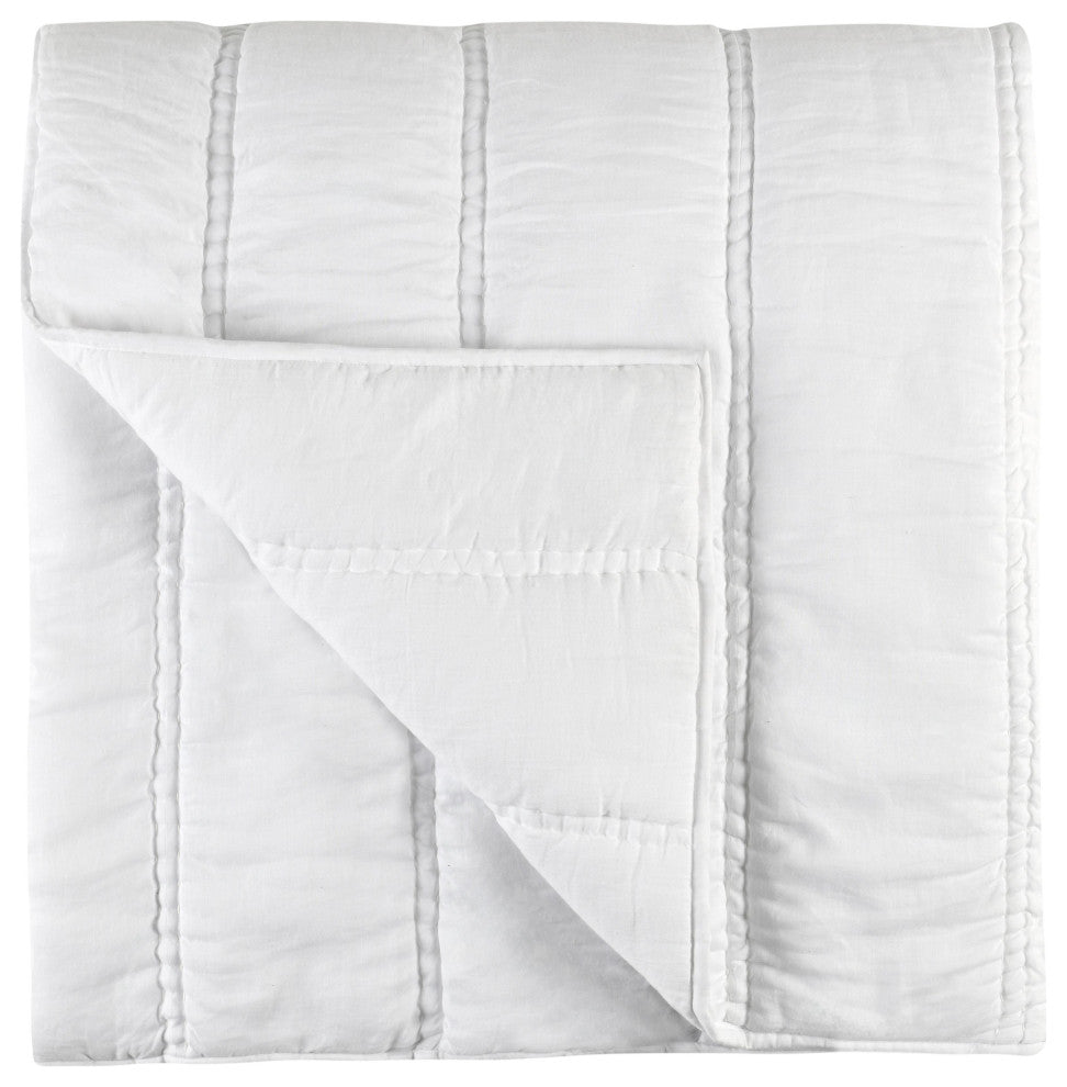 Rowen Sustainable Fabric Quilt by Kosas Home, White, Queen