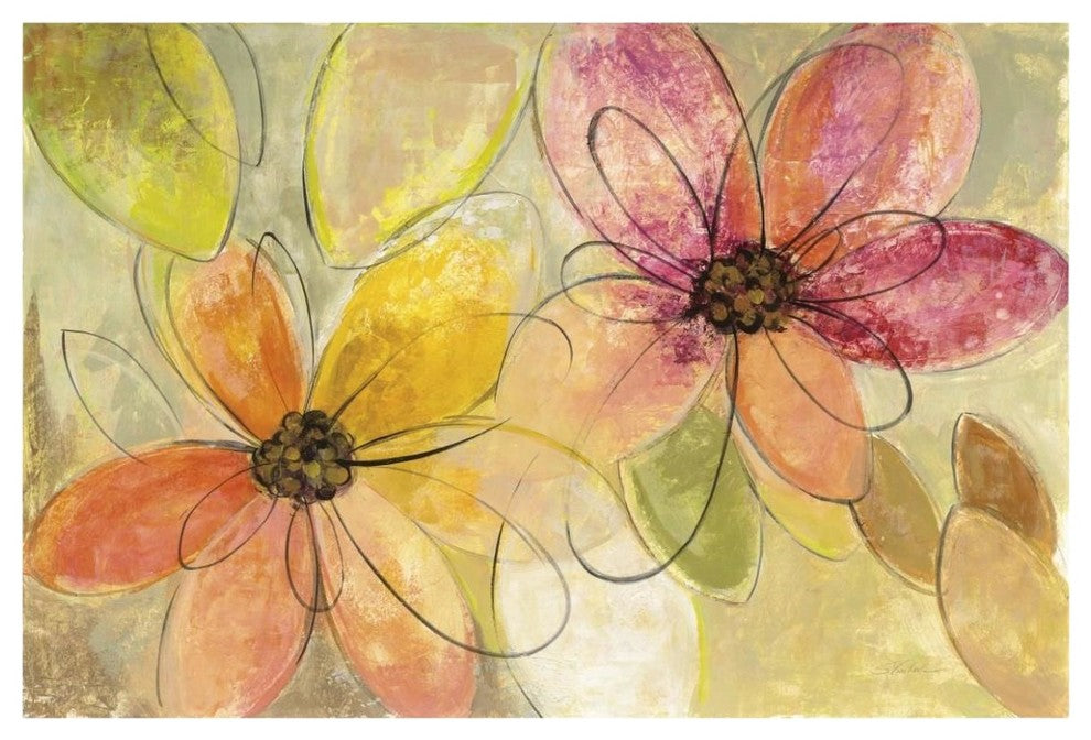 "Neon Floral Crop" Digital Paper Print by Silvia Vassileva, 62"x42"