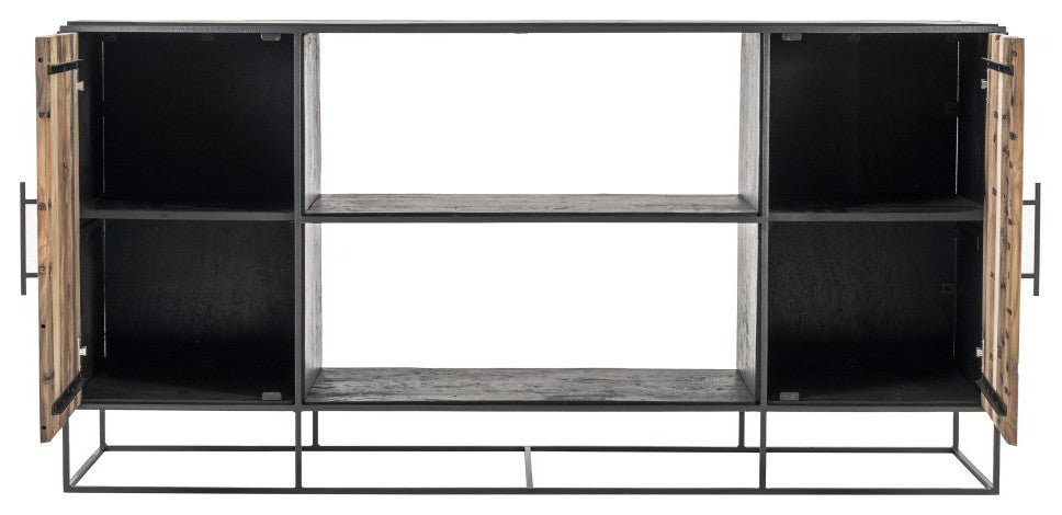 Modern Rustic Black and Natural Media Center TV Stand