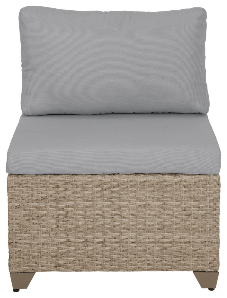 Maui 5-Piece Outdoor Modular Conversation Set, Natural Aged Wicker, Stone