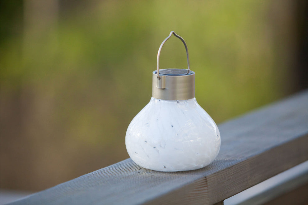 Solar Glass Tea Lantern, White
