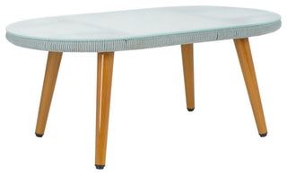 Safavieh Outdoor Halcott 4 Piece Living Set Grey Rope / Grey Cushion / Gold Legs