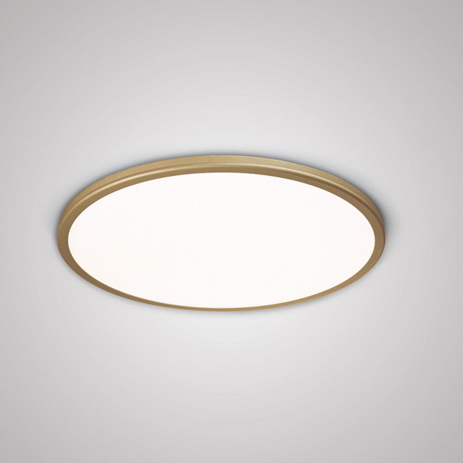 Geos 15" LED Round Low-Profile Flush Mount 2700K, Brass