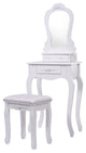 Modern Compact Vanity Makeup Dressing Table Stool Set, White