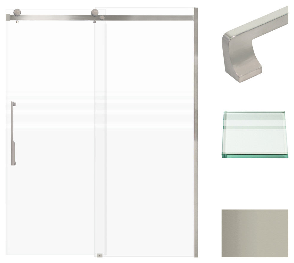 Madeline 60"x76" Frameless Shower Door with Fixed Panel in Brushed Stainless