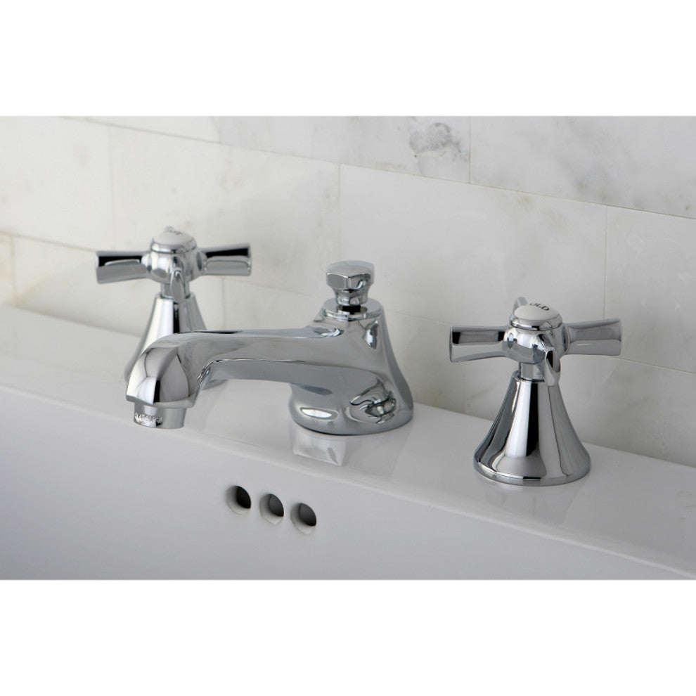 Kingston Brass Widespread Bathroom Faucet With Brass Pop-Up, Polished Chrome