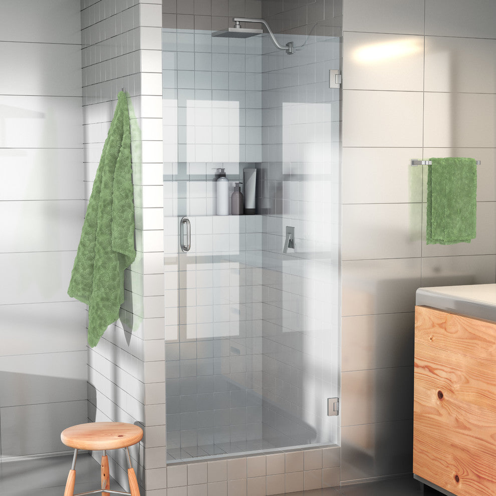 78x25.375-25.75" Frameless Shower Door, Enduroshield Technology, Brushed Nickel